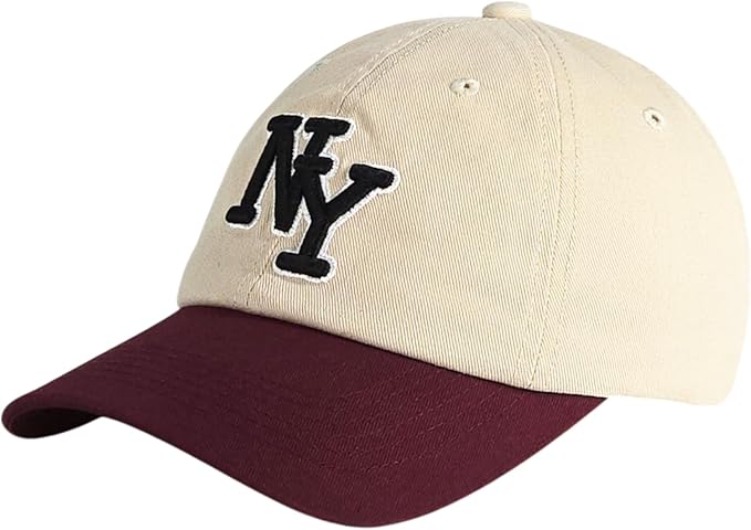 NY 3D Embroidered Cotton Dad Hat – New York Baseball Cap, Adjustable Metal Buckle Strap, Unstructured Low-Profile Style