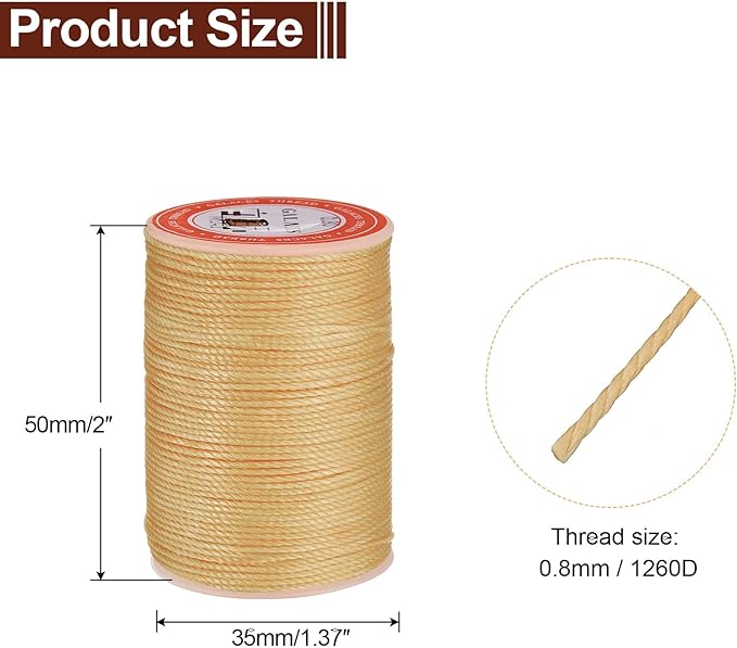 uxcell Round Leather Sewing Waxed Thread, 55m / 60 Yards Wax Polyester String - Image 2