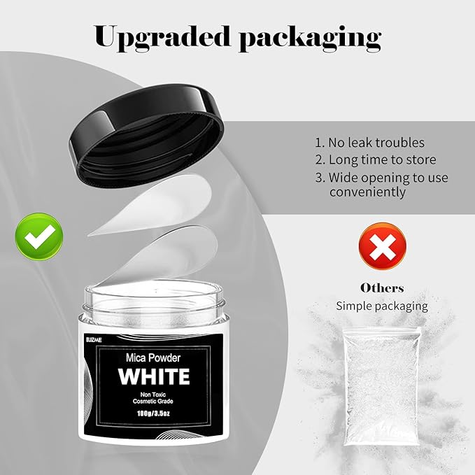 White Mica Powder Pigment -Cosmetic Grade Metallic Mica Powder - Image 2