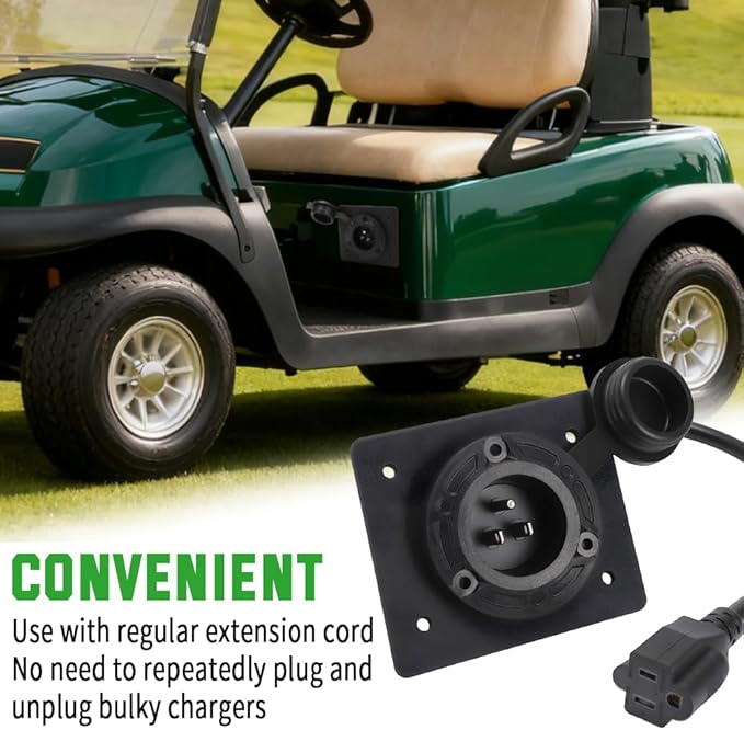 AUTOVIC Charger Port Cover Plate Adapter with 120V Plug for Lithium Battery Compatible with EZGO TXT36 Golf Cart
