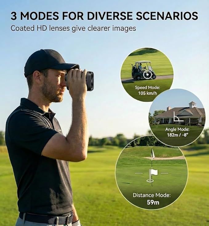 MIKOSI Golf Range Finder with Slope, 0.03s Pin Lock Vibration Golf Laser Rangefinder, 1200 Yards Rechargeable Golf Rangefinder with 90% Ultra-Clear Lens, Magnet, IP54 Waterproof