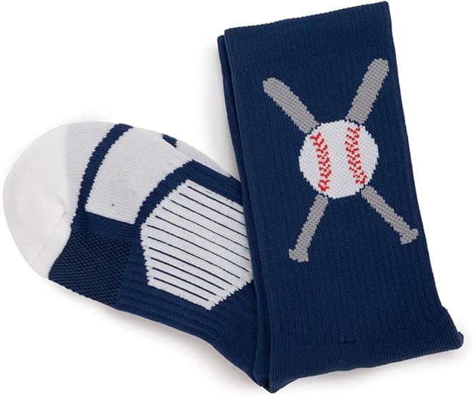 ChalkTalkSPORTS Baseball Socks - Performance Socks for Baseball Players - Crossed Bats - Youth and Adult Sizes