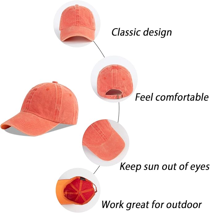 LANGZHEN Unisex Baseball Cap 100% Cotton Fits Men Women Washed Denim Adjustable Dad Hat