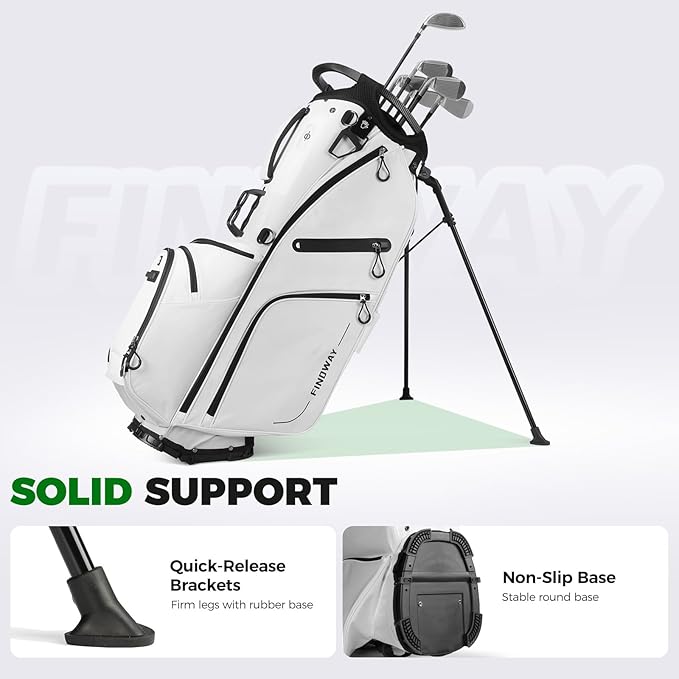 Findway 14 Way Golf Stand Bag, Lightweight Golf Bag with Stand for Men Women, Golf Club Carry Bag with Dual Strap, Rain Cover, Multiple Pockets, Golf Ball Holder