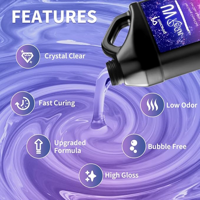 UV Resin Bulk 2000g, Hard Type Clear Beginner-Friendly Kit, Upgraded Formula & - Image 2
