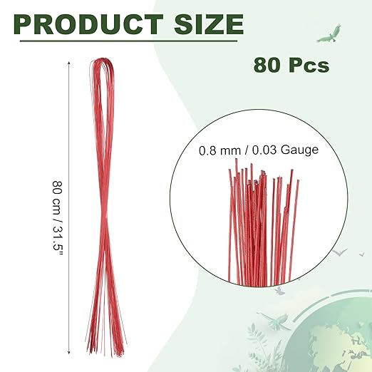 PATIKIL 32 Inch 22 Gauge Floral Stem Wire, 2 Pack/80 Pieces Bouquet Stem Paper - Image 2