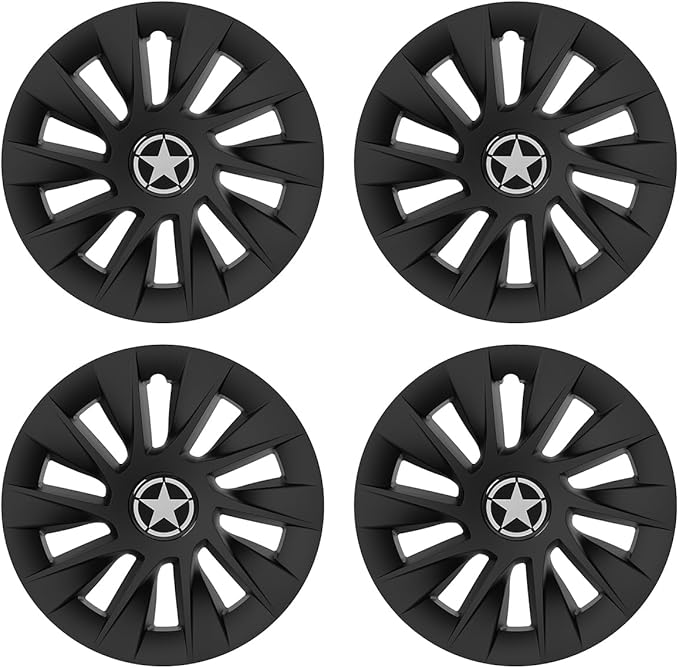 8 Inch Golf Cart Hub Caps Wheel Covers for EZGO Yamaha Club Car Accessories, 4PCS Snap-On Plastic Hubcaps Chrome Finish 8" Wheel Covers Rim Cover Tire Hub Cap Hubcap Golf Cart, Matte Black
