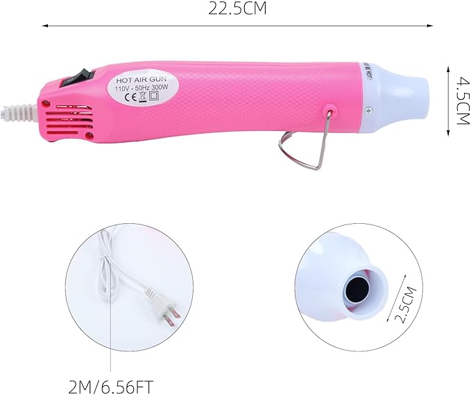 Heat Gun for Crafting, 110V 300W Handed Hot Air Gun, 3.28FT Ultra-Long Cable - Image 2