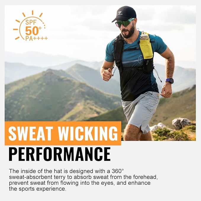 WRELS Running Racing Hat for Women Men,Quick Drying Baseball Sport Cap,Lightweight 5 Panel Hat for Outdoor Daily,One Size