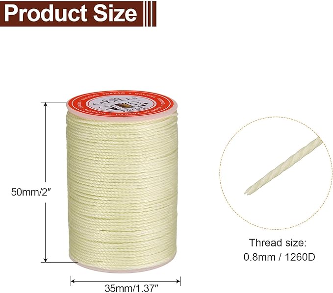 uxcell Round Leather Sewing Waxed Thread, 55m / 60 Yards Polyester Wax String - Image 2