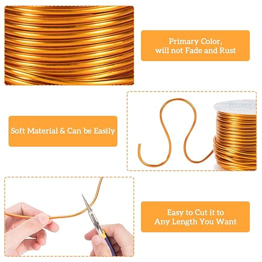 BENECREAT 9 Gauge 55FT Gold Jewelry Craft Wire Tarnish Resistant Bendable - Image 3