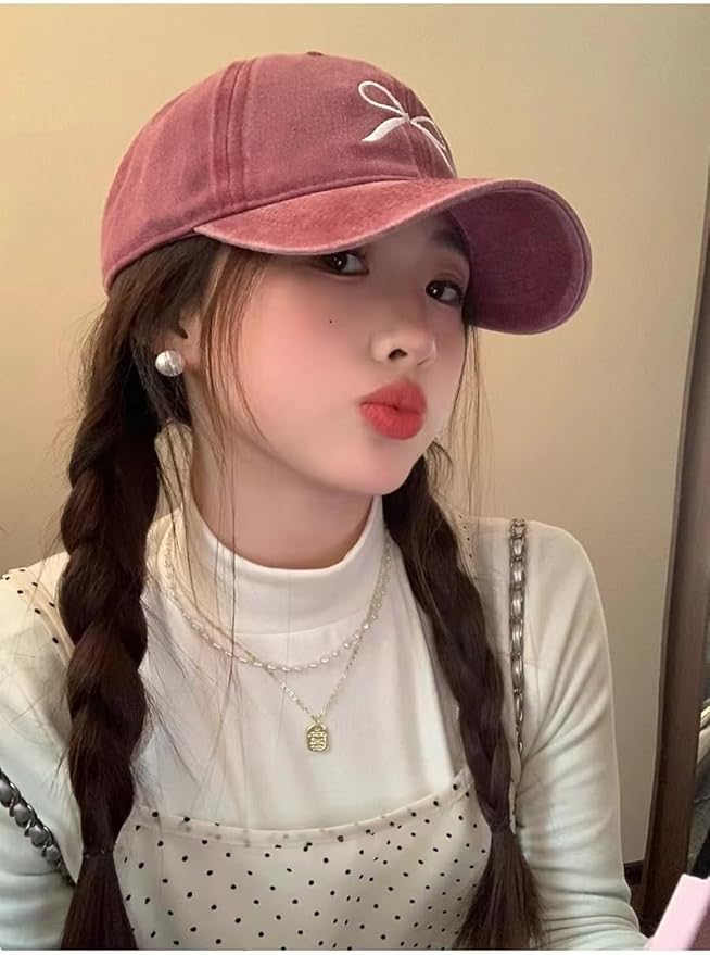 Sumleno Womens Trendy Cute Bow Baseball Cap Y2k Aesthetic Preppy Sun Cap Hiking Travel Trucker Hat Accessories