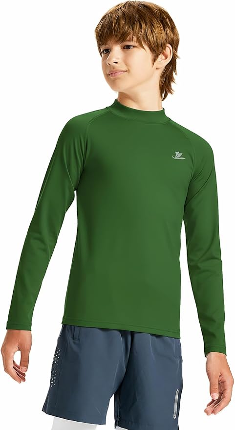 DEVOROPA Youth Boys Compression Thermal Shirt Long Sleeve Kids Fleece Baselayer Soccer Baseball Undershirt Slim/Regular/Husky