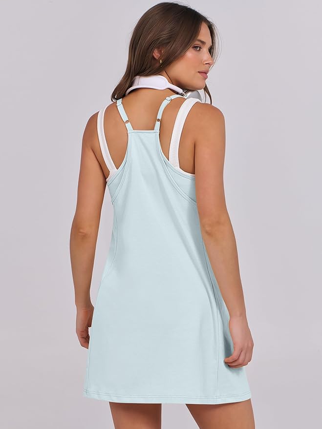 ANRABESS Women Summer Dress 2026 Beach Vacation Outfits Tennis Athletic Workout Romper Dress Built in Shorts Travel Clothes