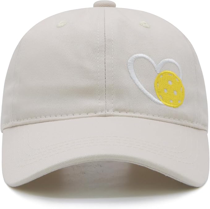 Pickleball Hat for Women Men, Adjustable Embroidered Heart Pickleball Baseball Cap