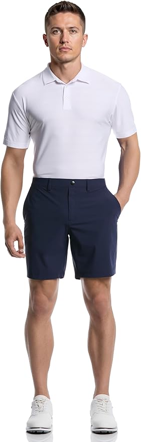 PGA Tour Men's 8" Solid Performance Stretch Pull-on Golf Shorts with Stretch Waistband, Moisture-Wicking, Sun Protection