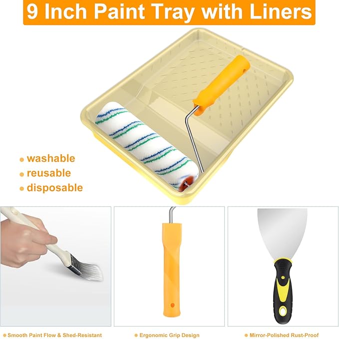 Paint Roller Kit with Extension Pole, Paint Brushes Set - Image 5