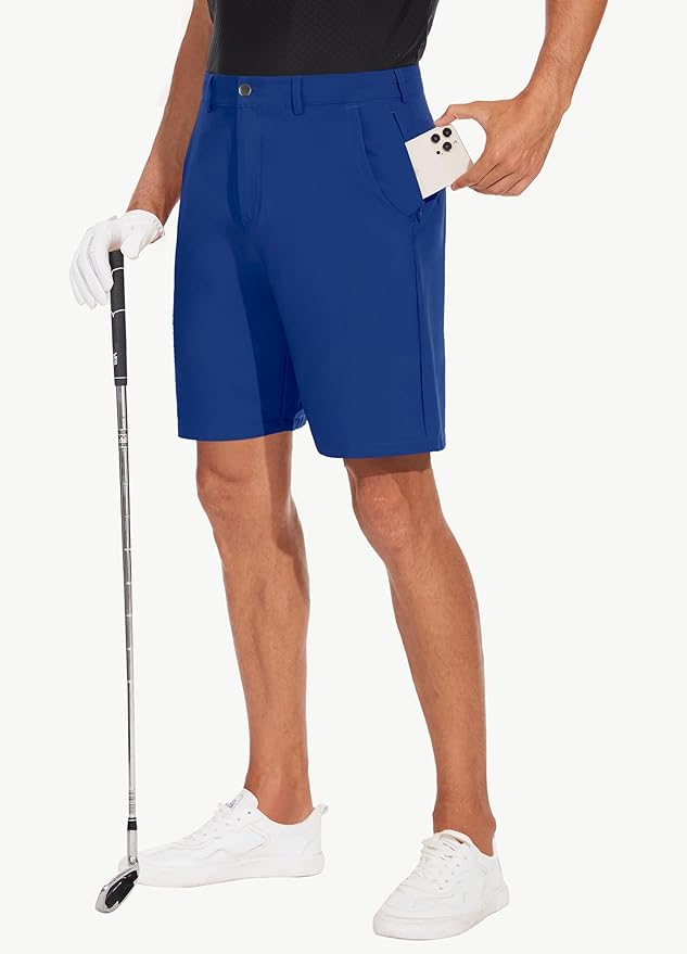 JWM Mens 7"/9" Stretch Golf Shorts - Lightweight Hybrid Casual Dress Work Flat Front Shorts with 5 Pockets Quick Dry UPF50