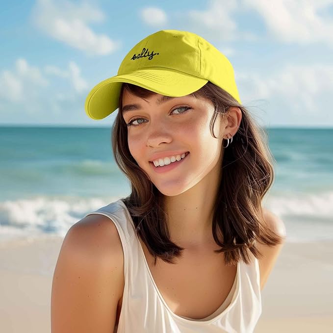 DALIX Salty Embroidered Cotton Beach Baseball Cap Adjustable Dad Hat Womens