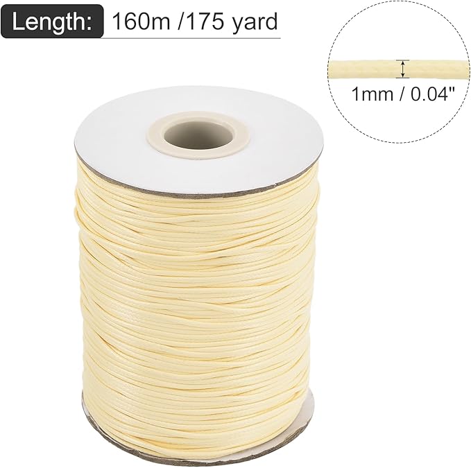 MECCANIXITY Waxed Cord 1mm Waxed Polyester Cord 175 Yard Wax String - Image 2