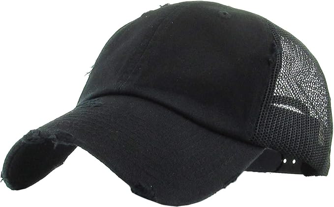 Funky Junque Trucker Hat for Women – Distressed Low Profile Western Camo Baseball Cap with Mesh, Trendy and Adjustable Fit
