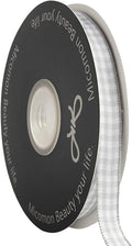 Gray Gingham Plaid Checked Ribbon 25 Yards Each Roll 100% Polyester by Micomon