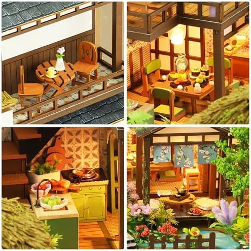 Dollhouse Kit, DIY Miniature House Kit w/LED for Adult, Courtyard
