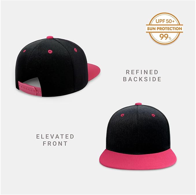 CHOK.LIDS Flat Bill Visor Classic Snapback Hat Blank Adjustable Brim High Top End Trendy Color Style Plain Tone Baseball Cap