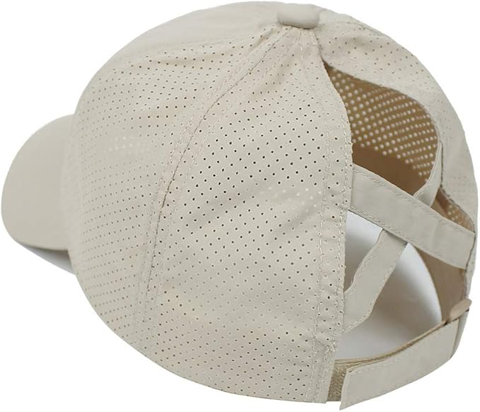 Criss Cross Hat Washed Distressed Baseball Cap Ponytail Hat High Messy Bun Ponycap for Women