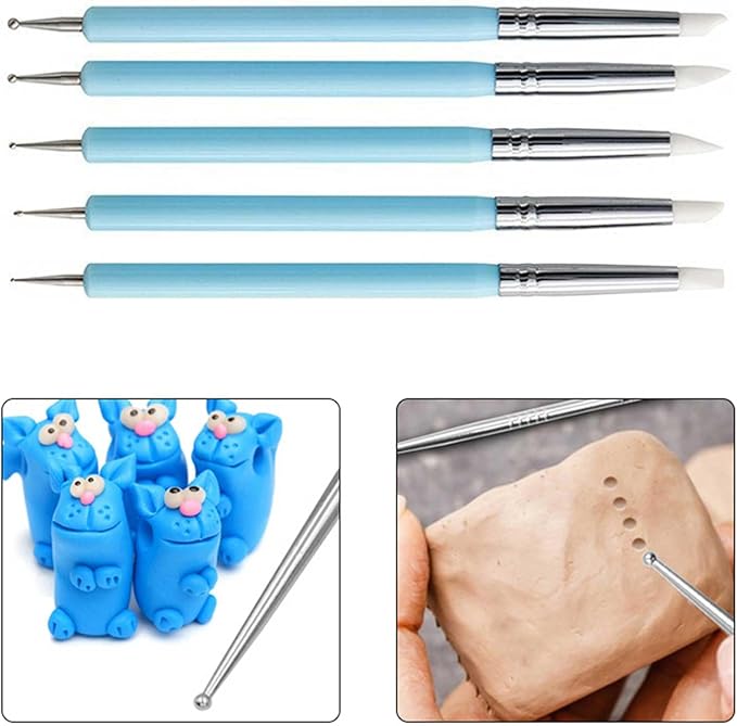 11件粘土雕刻工具, 细节针，陶器工具套件, 儿童和成人的陶瓷用品, 各种各样成人陶器和雕塑工具 - Image 5