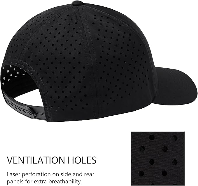 BASSDASH UPF 50+ Quick Dry Baseball Cap Water Resistant Laser Cut Mesh Snapback Hat for Men Women Fishing Hiking FH14