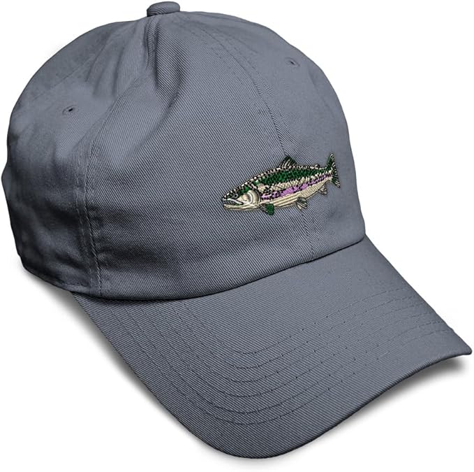 Custom Soft Baseball Hat Embroidered Dad Hat Fish Rainbow Trout Men & Ladies Baseball Cap Cotton