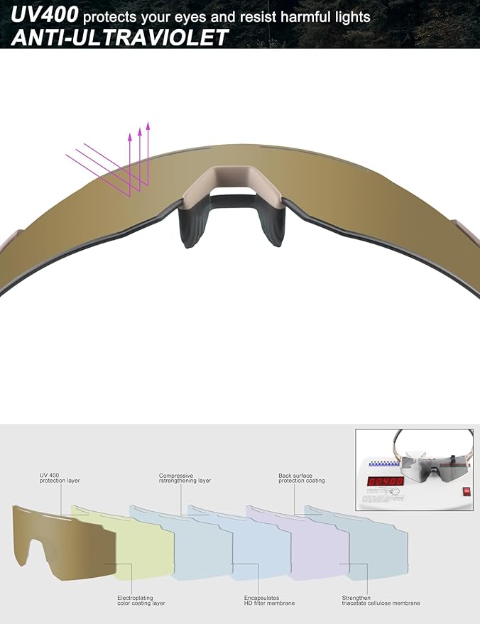 OULAIQI Cycling Sunglasses Polarized Sunglasses for Cycling Men Women with 1 Lens or 3 Interchangeable Lens Baseball Glasses