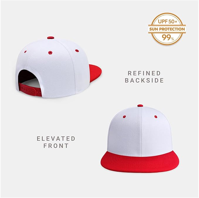 CHOK.LIDS Flat Bill Visor Classic Snapback Hat Blank Adjustable Brim High Top End Trendy Color Style Plain Tone Baseball Cap