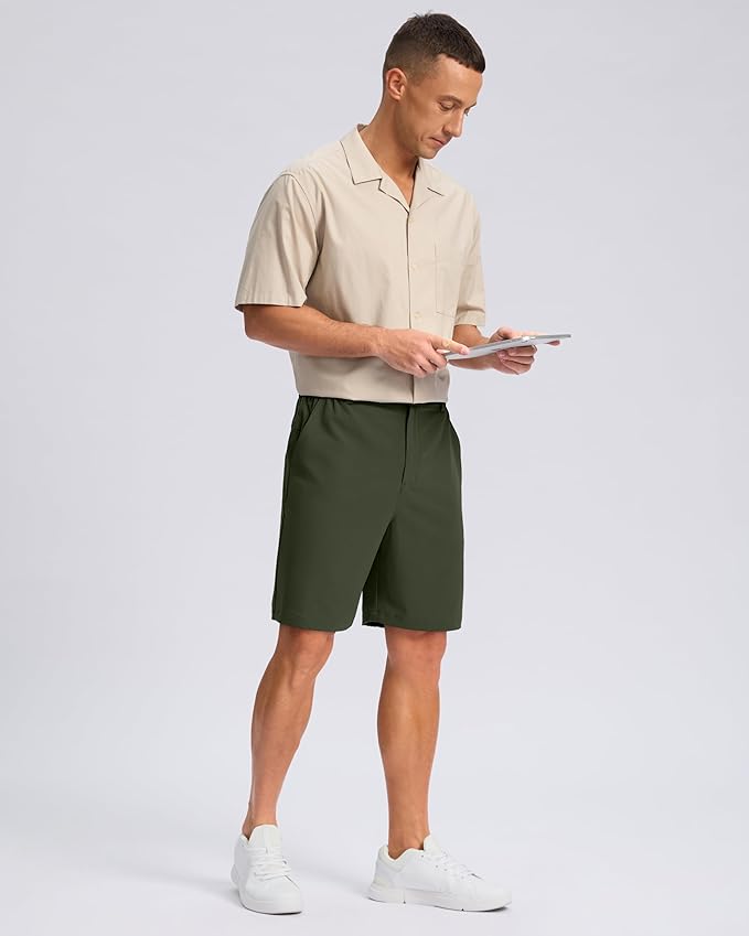 Pudolla Men's Casual Shorts 7"/9"/5" Lightweight Golf Shorts with 3 Pockets Stretch Quick Dry Comfy Work Shorts
