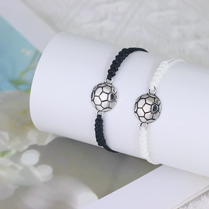 SmileBelle 2 PCS Sport Bracelets, Graduation Bracelets Volleyball Soccer Gifts Baseball Basketball Bracelet Football Jewelry for Son Daughter Fans as Sport Accessories Jewelry