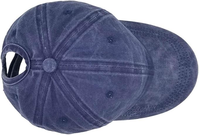 Eohak Ponytail Baseball Hat Distressed Retro Washed Womens Twill