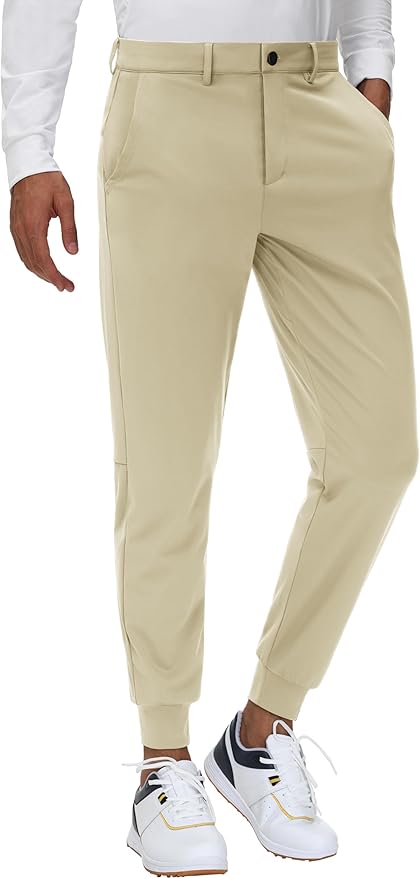 JWM Men's Stretch Golf Joggers Pants with Belt Loops - 29" 34" Slim Fit Tapered Casual Business Travel Dress Work Sweatpants