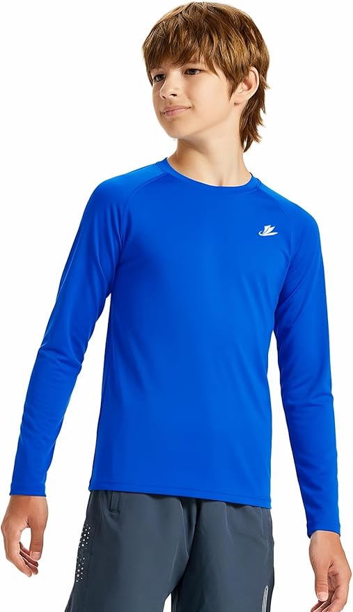 DEVOROPA Youth Boys Compression Thermal Shirt Long Sleeve Kids Fleece Baselayer Soccer Baseball Undershirt Slim/Regular/Husky