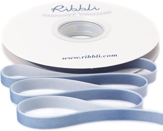 Ribbli Dusty Blue Velvet Ribbon 3/8 Inches Continuous10 Yard Spool Blue by Ribbli