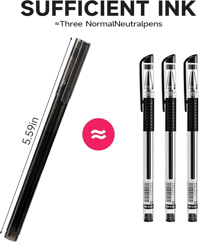 RIANCY Black Fine Point Gel Pens 24Pcs 0.5mm Gel Ballpoint Pens Black Liquid - Image 6