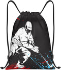 Sports-Themed Drawstring Bags with Printing a Playing Hockey Man Pattern, Kids Adults Drawstring Backpack Casual Knapsack Unisex, Black Shoulders Rucksack Bags for Gym Travel Swimming Yoga, Small