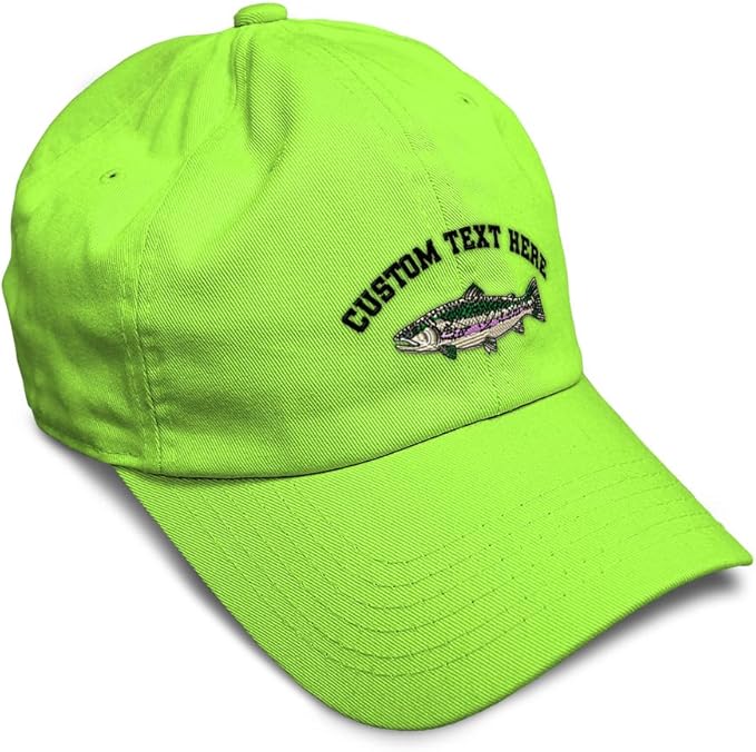 Custom Soft Baseball Hat Embroidered Dad Hat Fish Rainbow Trout Men & Ladies Baseball Cap Cotton