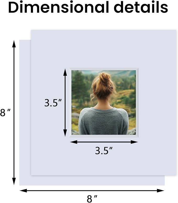 Falling in Art 5 Pack Acid Free 8x8'' White Picture Mats Board Show Kit - Image 2