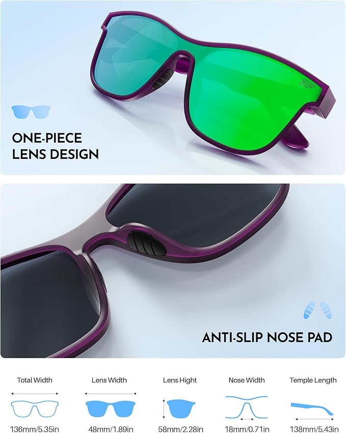 DEAFRAIN Polarized Sunglasses for Men Women - UV400 Protection 21.5g Sport Sun Glasses for Driving Fishing Running Golf