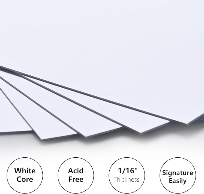 Egofine 14 Pack Mat Board, 8x10 Backing Board, Acid Free White Uncut Mat Board - Image 3
