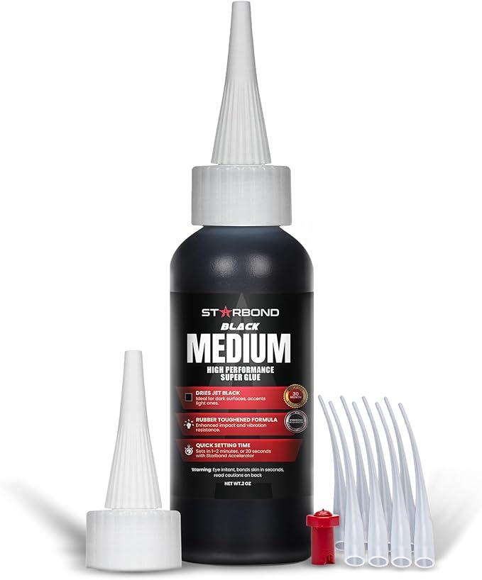 Starbond Black Medium CA Glue, Premium Cyanoacrylate Super Glue, Crack Filler by STARBOND