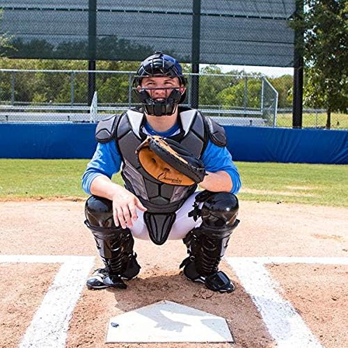 Champion Sports Pro Baseball Adult Mask - Umpires and Catchers - Extra Protection - Extended Guards - Adjustable Harness Baseball Mask - Adult Size,Black
