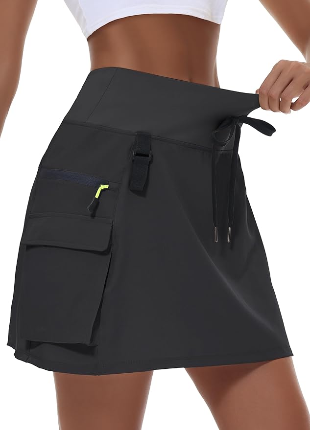 MIVEI Skorts for Woman - Hiking Cargo Skorts with Zipper Pockets, High Waisted Quick Dry Golf Workout, Dressy Casual