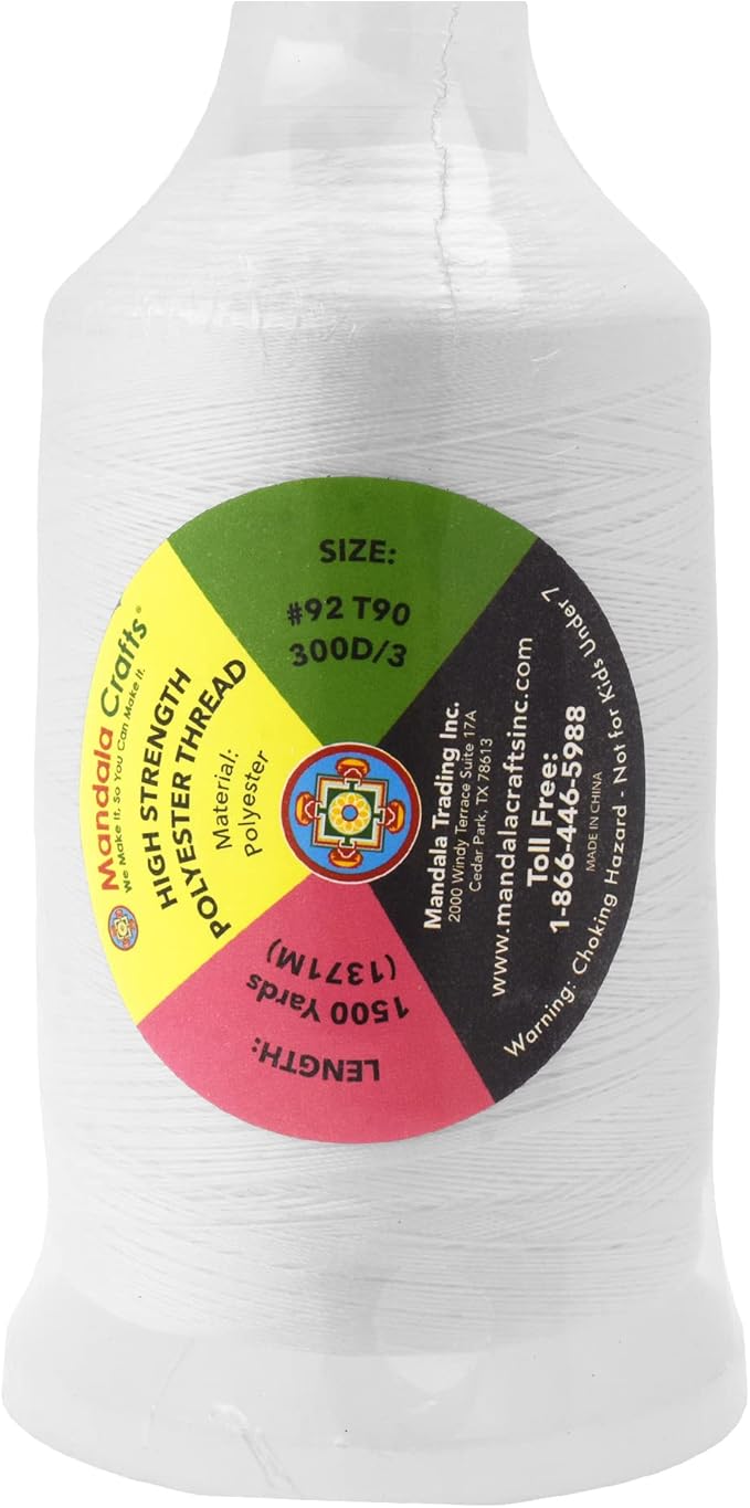 Mandala Crafts Black and White Heavy Duty Thread - Image 4
